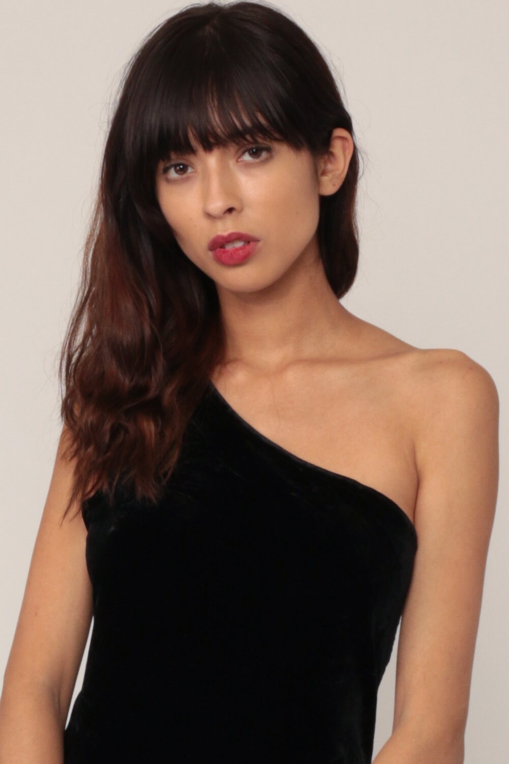 90s Black Velvet One-Shoulder Maxi Dress Bodycon Medium