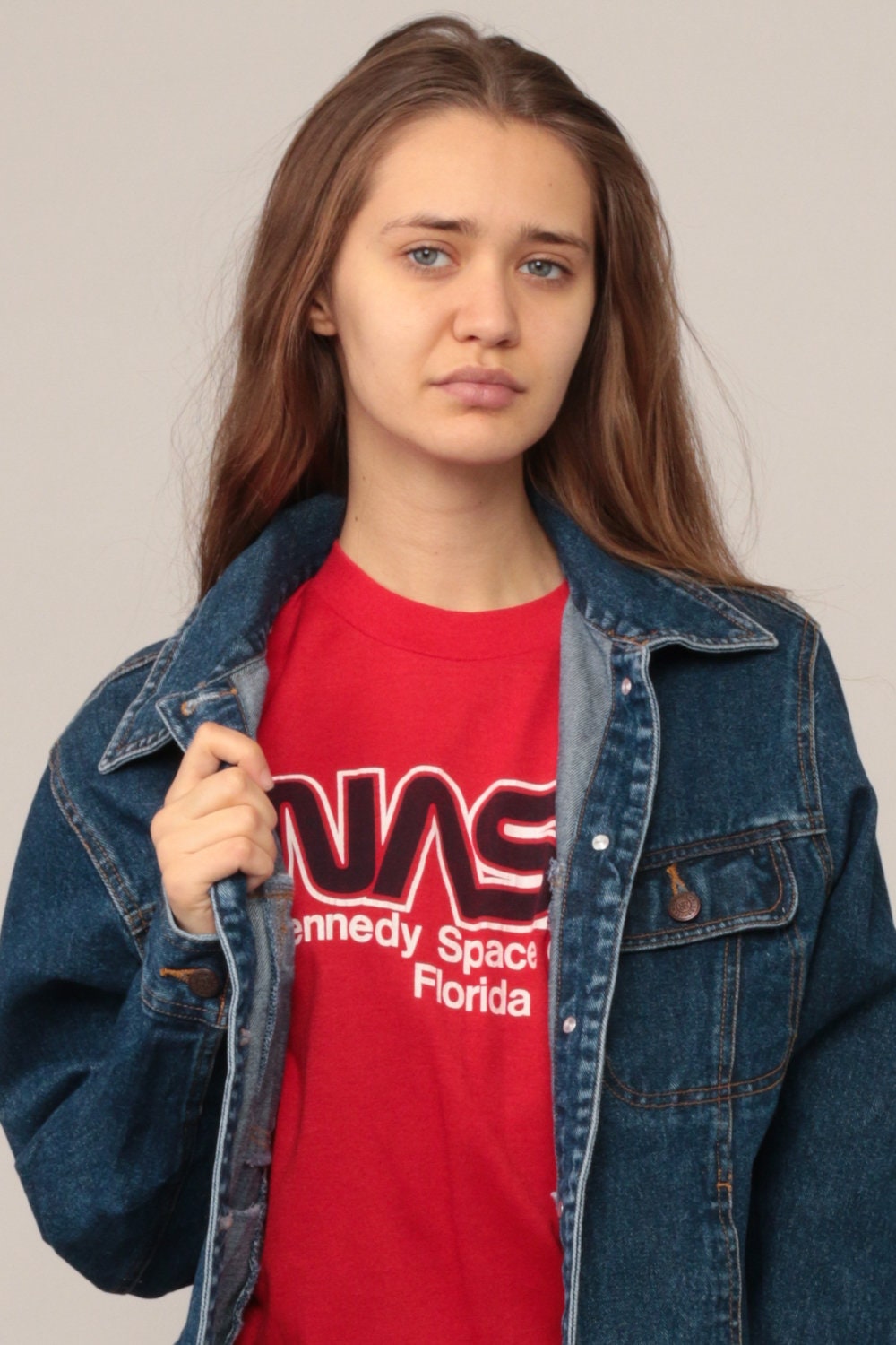 90s Bill Blass Denim Jacket Blue Jean Button-Up Small Medium