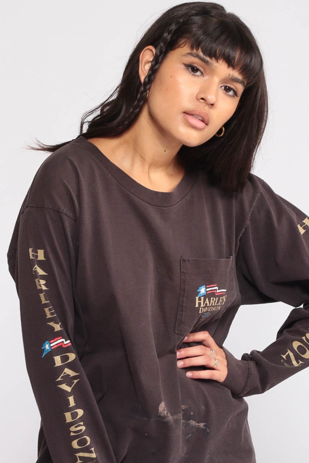 90s Harley Davidson San Francisco Motorcycle Long Sleeve Graphic Tee Medium