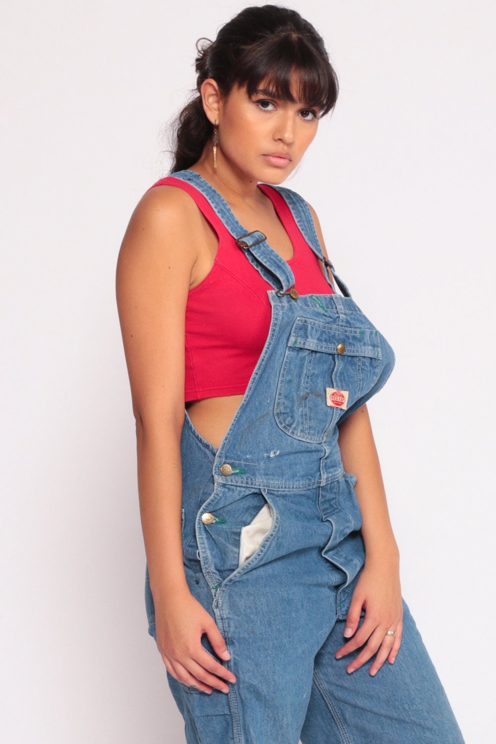 90s Blue Denim Overall Shorts Bib Suspender Shortalls Small