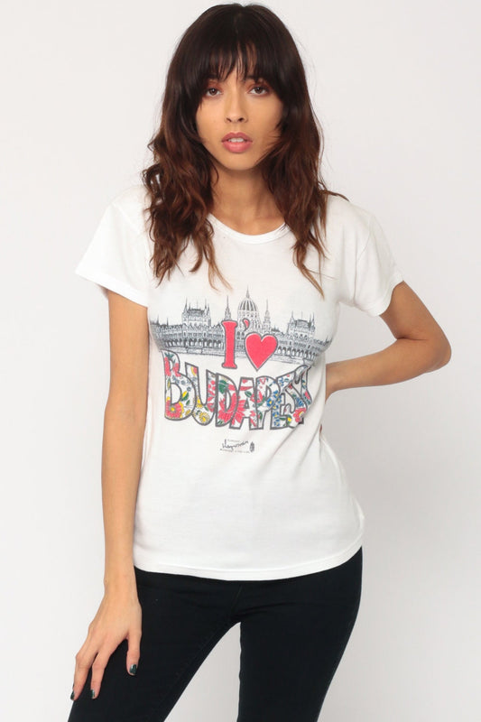 80s I Heart Budapest Graphic T-Shirt Travel Tee Small