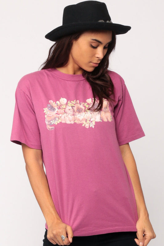 90s Kitten Graphic T-Shirt Cat Print Vintage Tee Medium