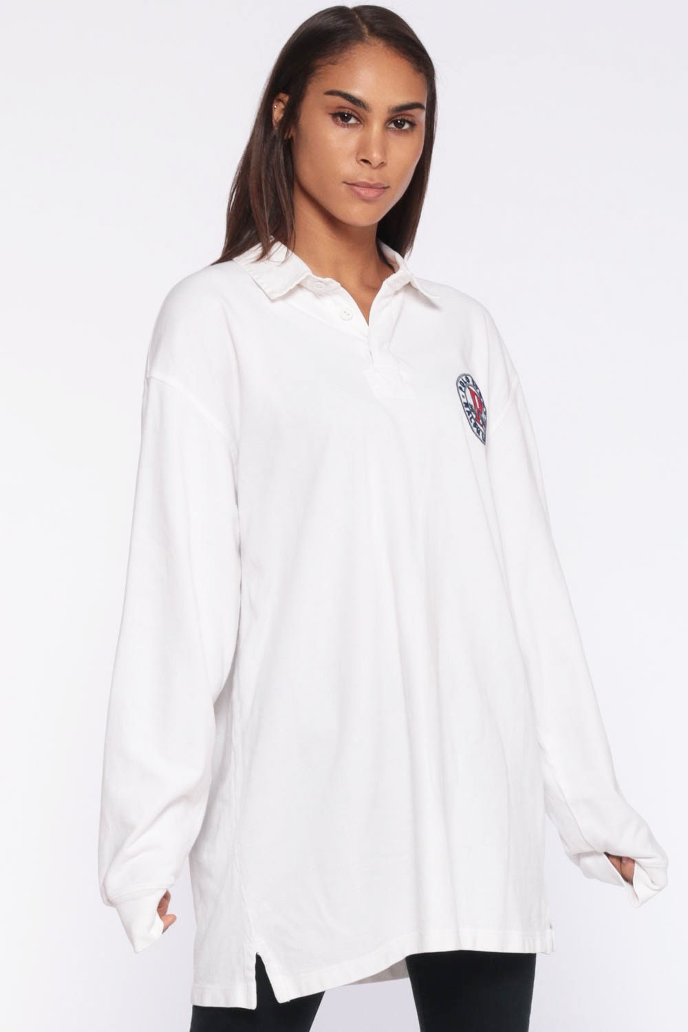 Ralph Lauren Polo Shirt Yacht Challenge 90s Long Sleeve White Cotton Extra Large
