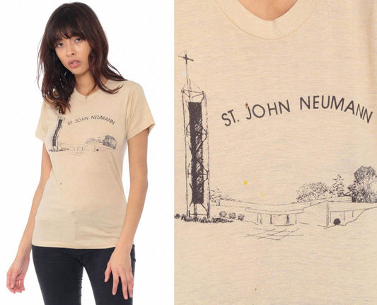 80s Screen Stars St. John Neumann Church Irvine Graphic Tee Extra Small