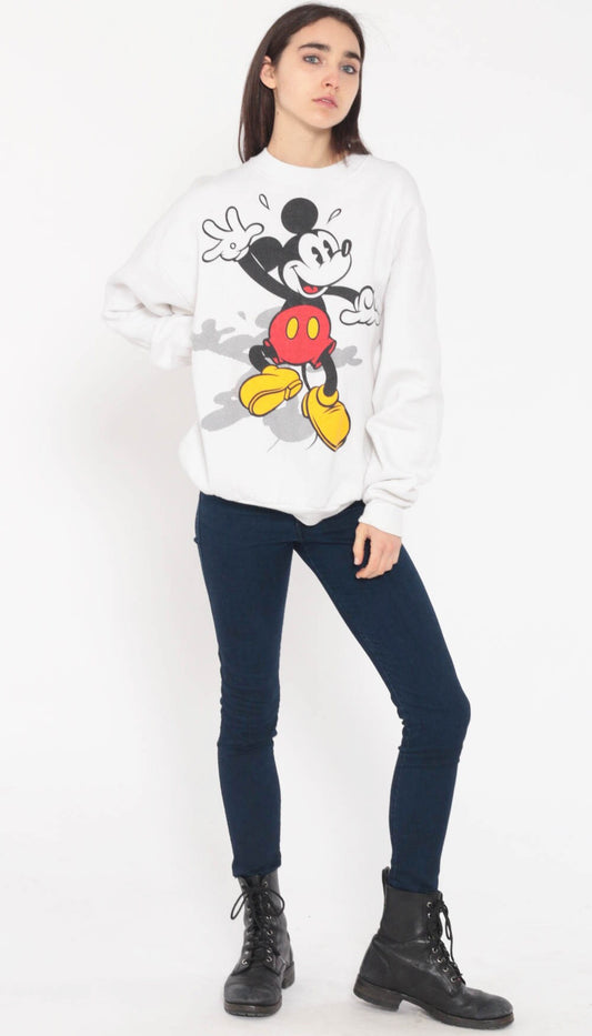 90s Mickey Mouse Disney Sweatshirt White Graphic Crewneck Medium Large