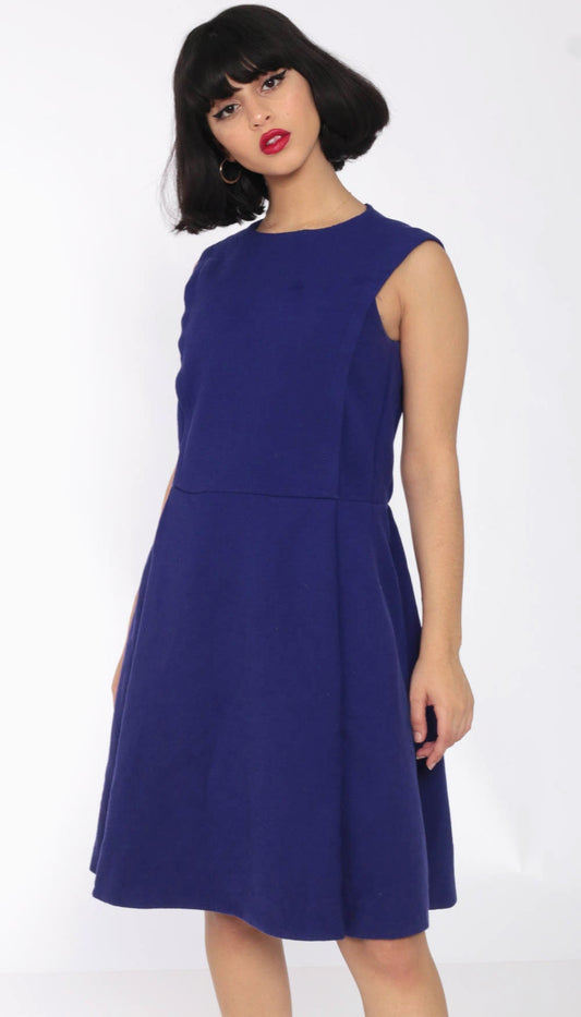 60s Mod Mini Dress Purple Wool Sleeveless Shift Space Age Small