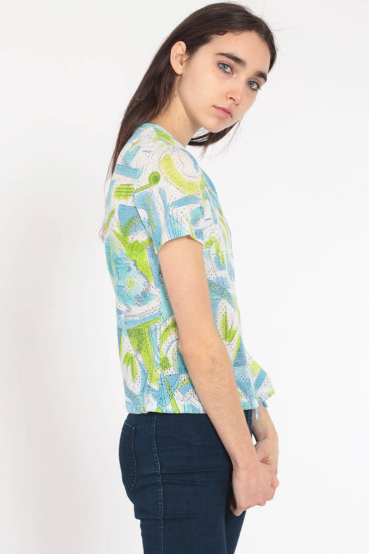70s French Patisserie Ice Cream Graphic T-Shirt Cutout Small