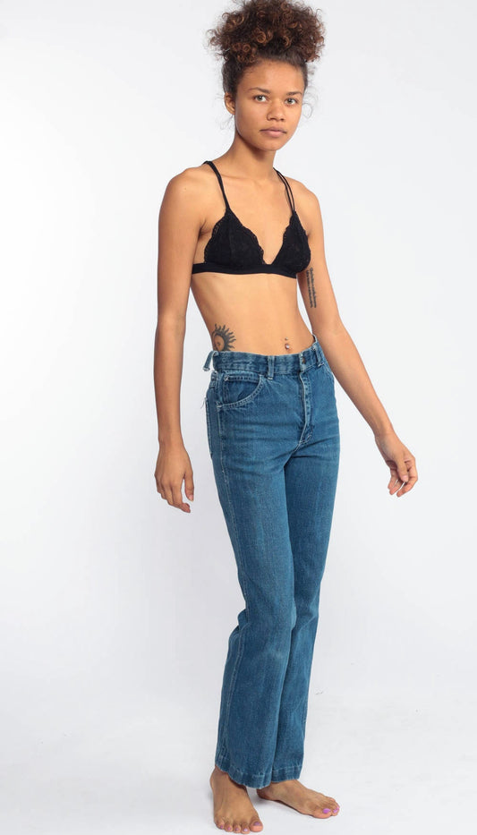 70s Body Lingo High Waist Tapered Jeans Blue Denim XXS