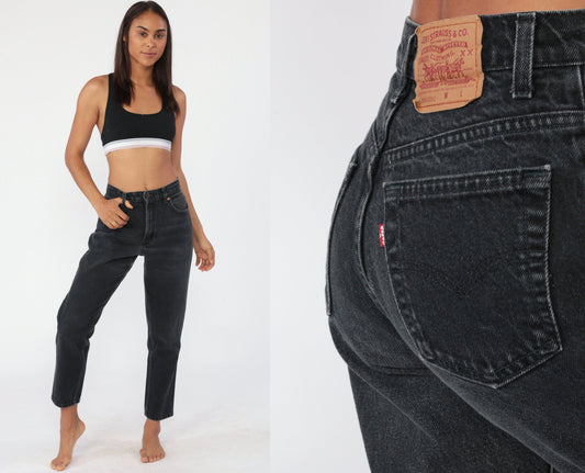 80s Levi's Black High-Waist Mom Jeans 27 Inseam Small 4