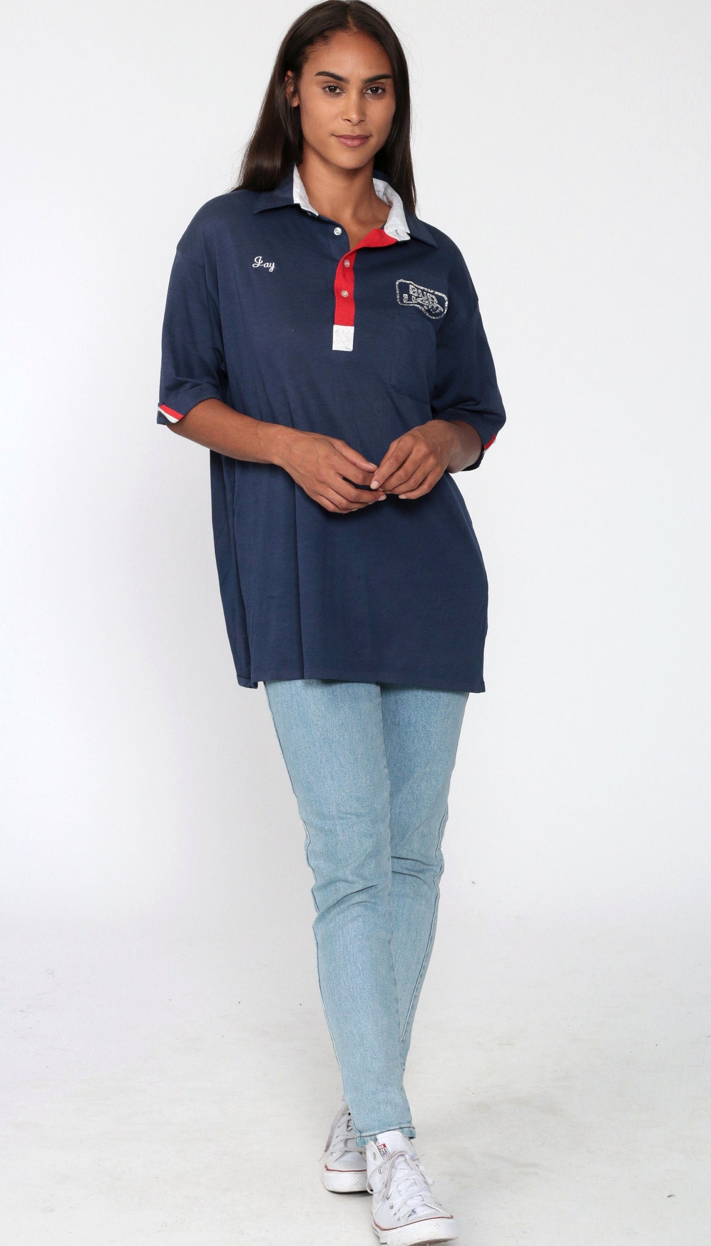 80s Bud Light Hebenstreit Distribution Polo Shirt Navy Blue Extra Large