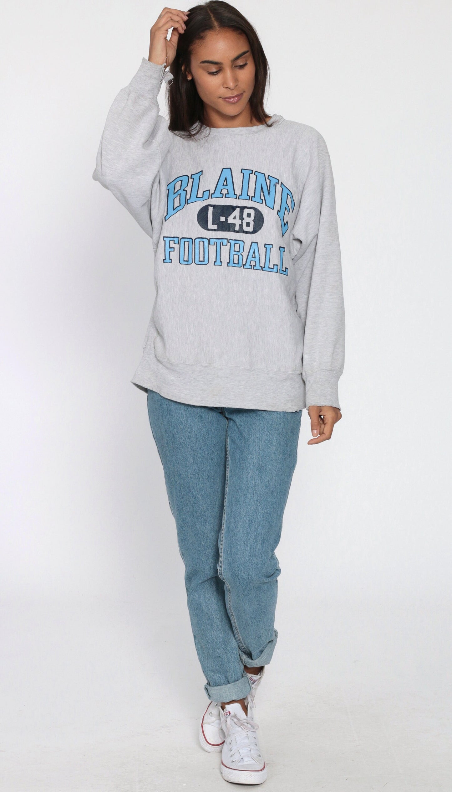 90s Champion Blaine Football Minnesota Reverse Weave Sweatshirt Grey Medium