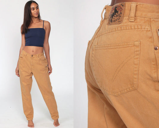 90s Crazy Horse Legend Khaki High-Waist Straight Jeans Cotton Medium