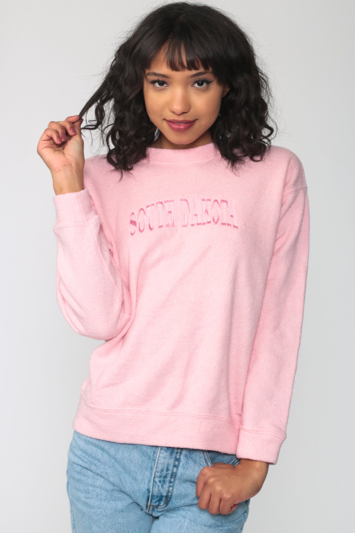 South Dakota Graphic Sweatshirt Pink Crewneck Vintage Small