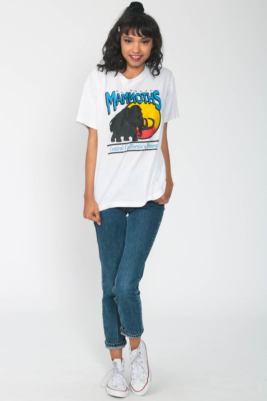 80s Fairmead Mammoths Graphic T-Shirt Single Stitch Cotton Medium