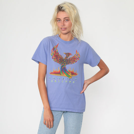 90s Phoenix Arizona Graphic T-Shirt Purple Flames Vintage Tee Small