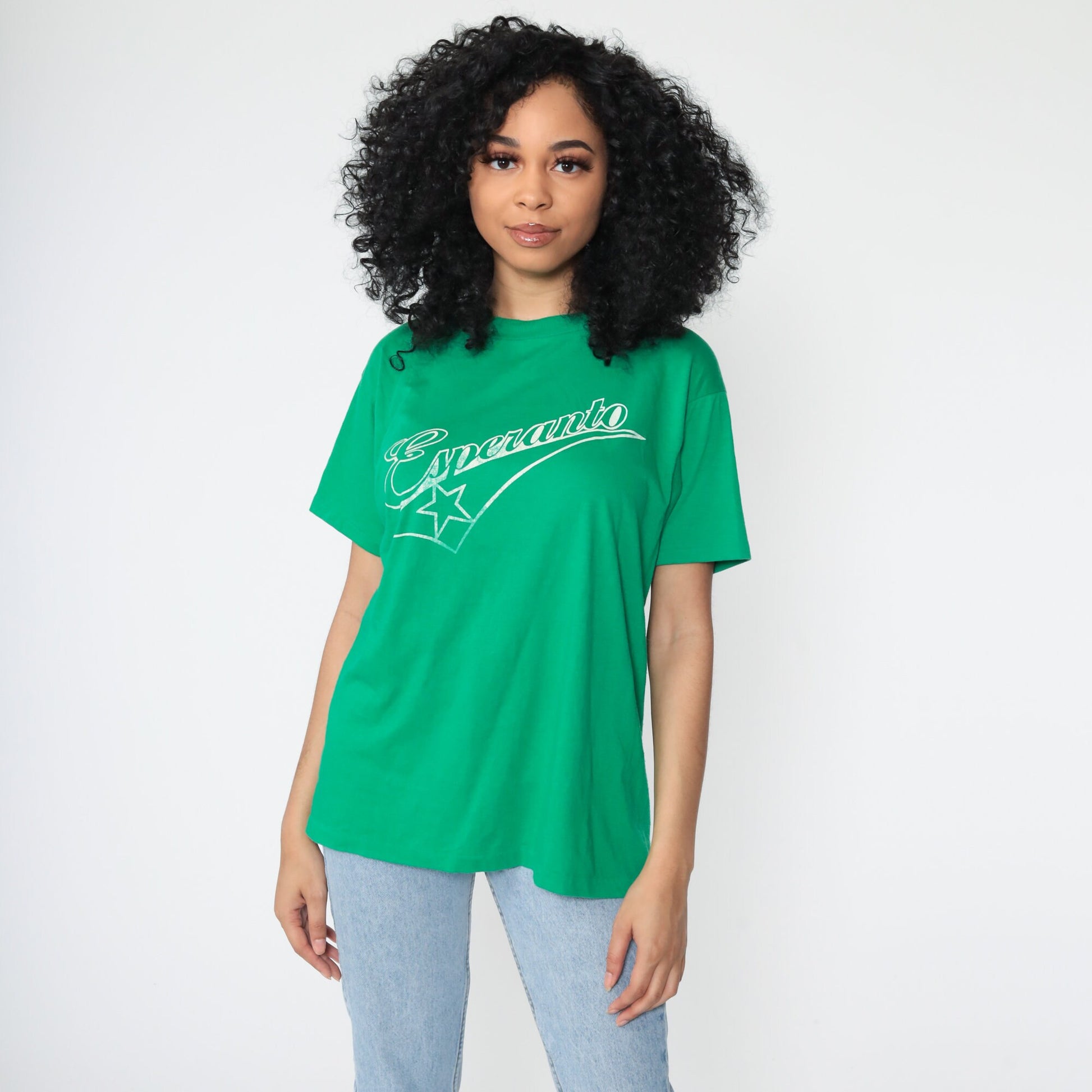 90s Esperanto Language Graphic T-Shirt Single Stitch Vintage Tee Medium