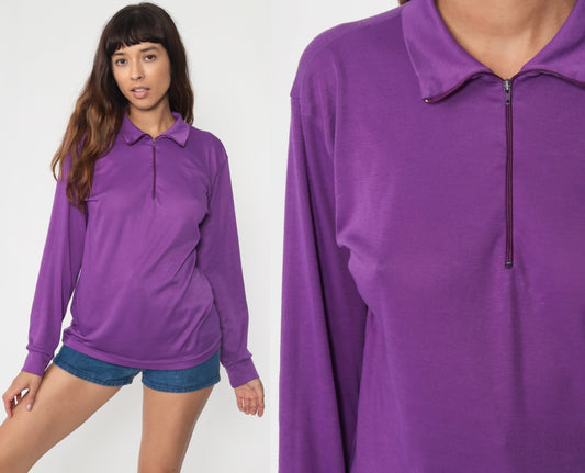 Patagonia Quarter Zip Pullover Purple Long Sleeve Medium