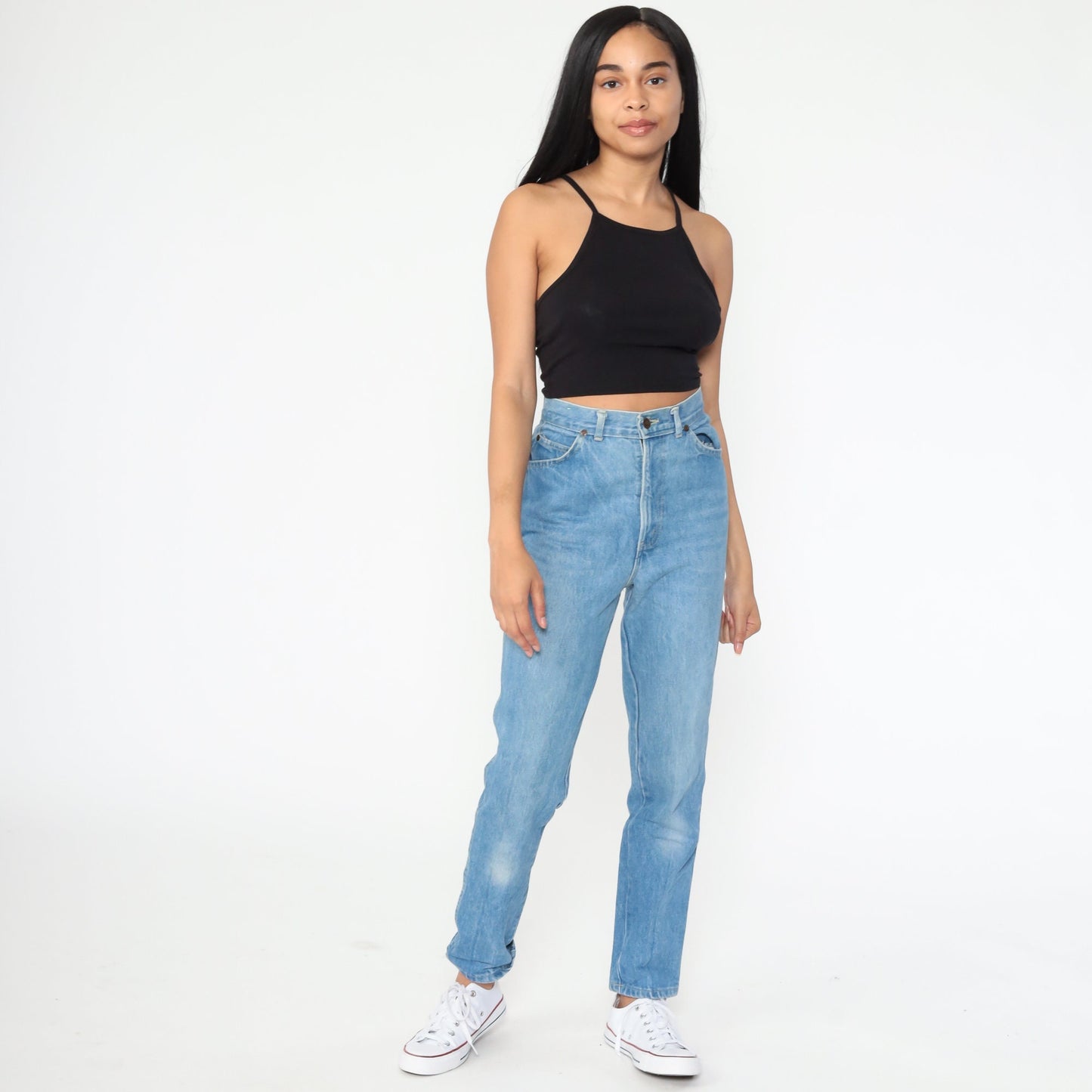 70s Sunset Blues High Waisted Straight Leg Jeans Blue Denim Small