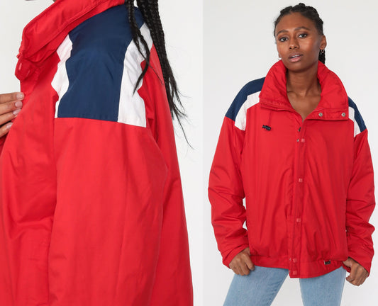 80s White Stag Puffer Ski Jacket Red Striped Goretex Zip Lining Extra Large XXL