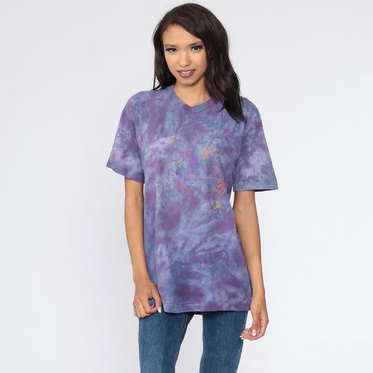 80s Kokopelli Tie Dye T-Shirt Purple Southwestern Graphic Cotton Medium