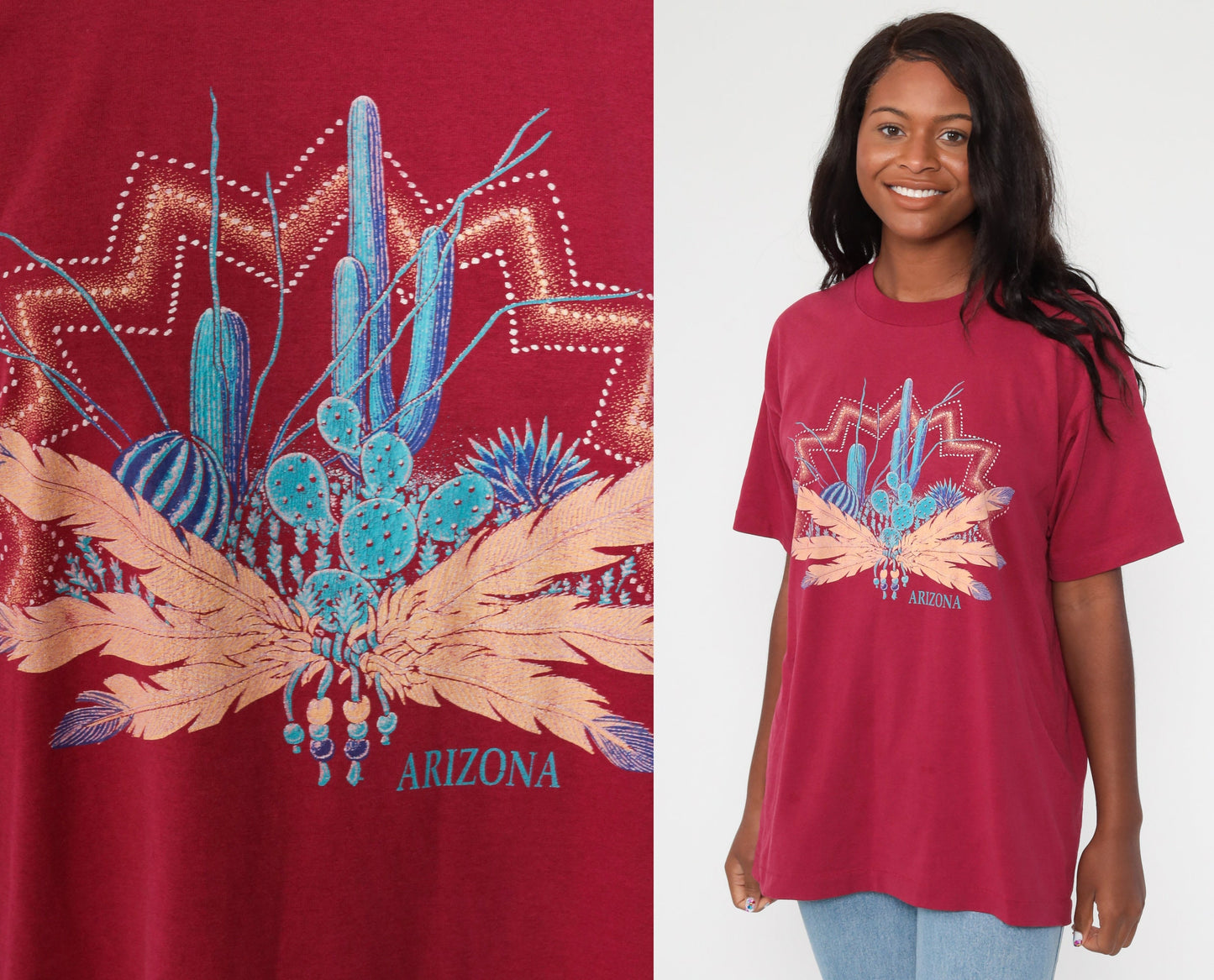 90s Arizona Cactus Desert Saguaro Graphic T-Shirt Extra Large XL