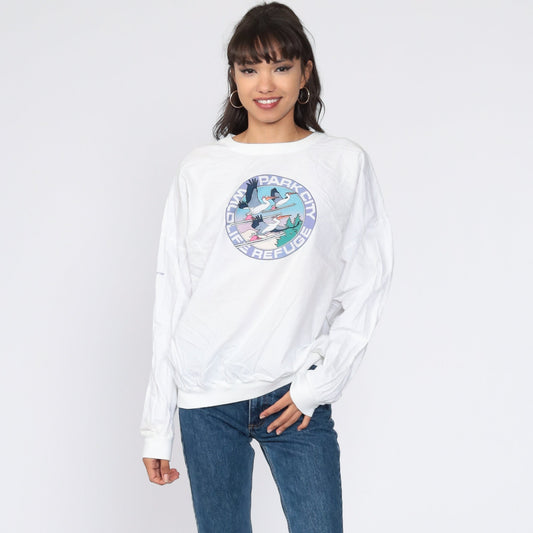 80s Park City Wildlife Refuge Pelican Ski Graphic Long Sleeve Tee Extra Large