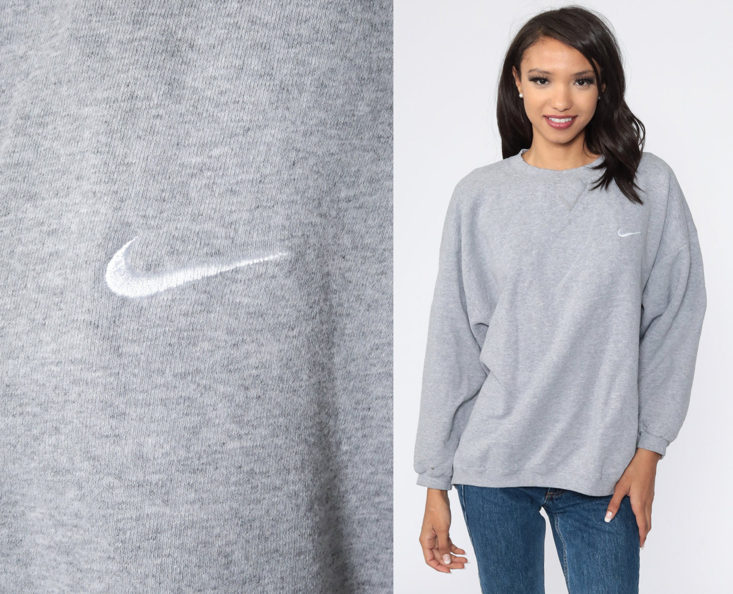 Nike Swoosh Sweatshirt 00s Grey Crewneck Unisex Extra Large XXL