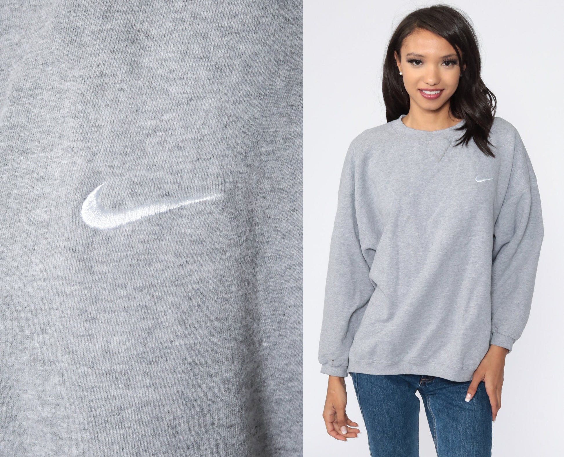 Nike Swoosh Sweatshirt 00s Grey Crewneck Unisex Extra Large XXL