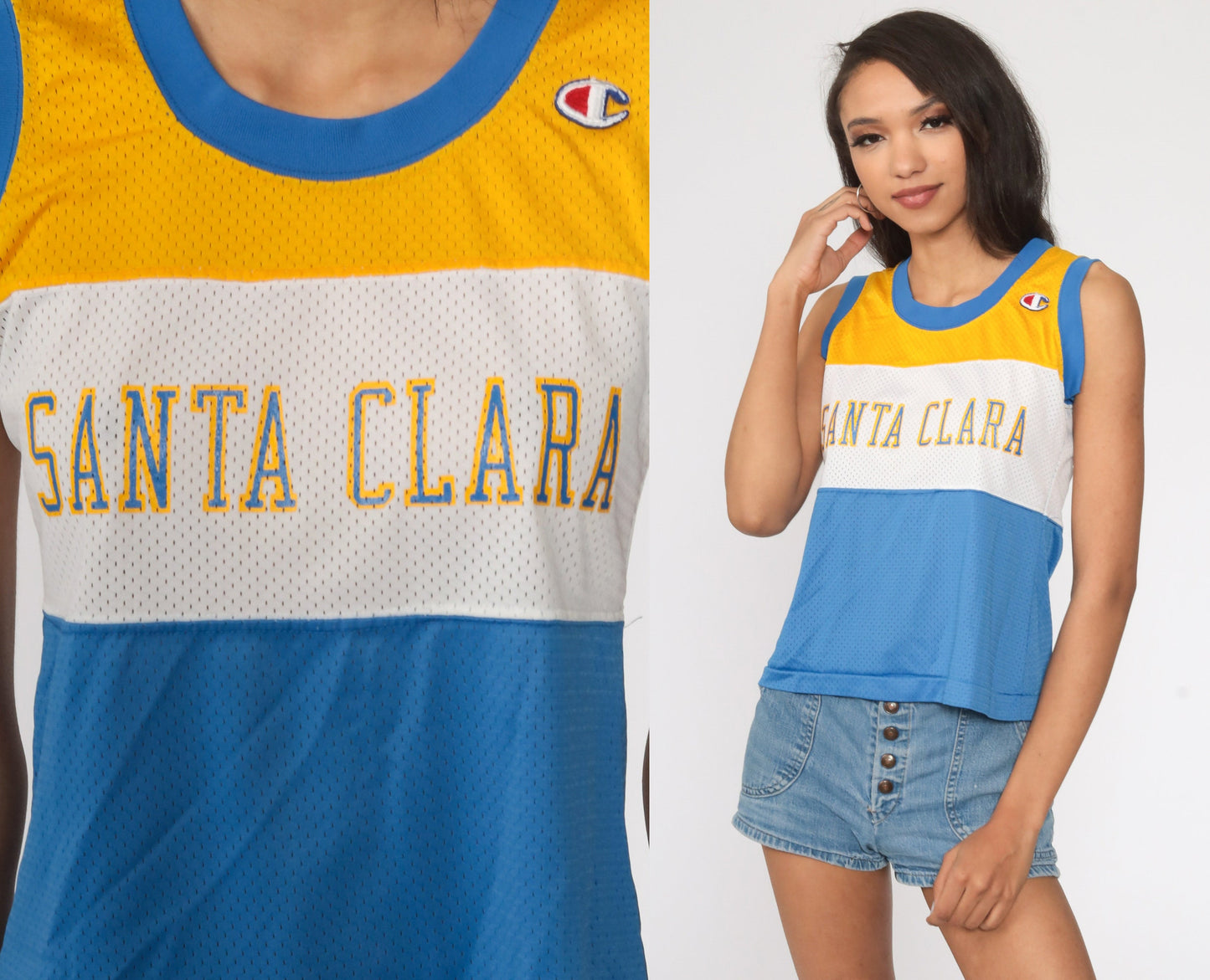 Champion Santa Clara Basketball Jersey Tank Top 80s Mesh Sports Small