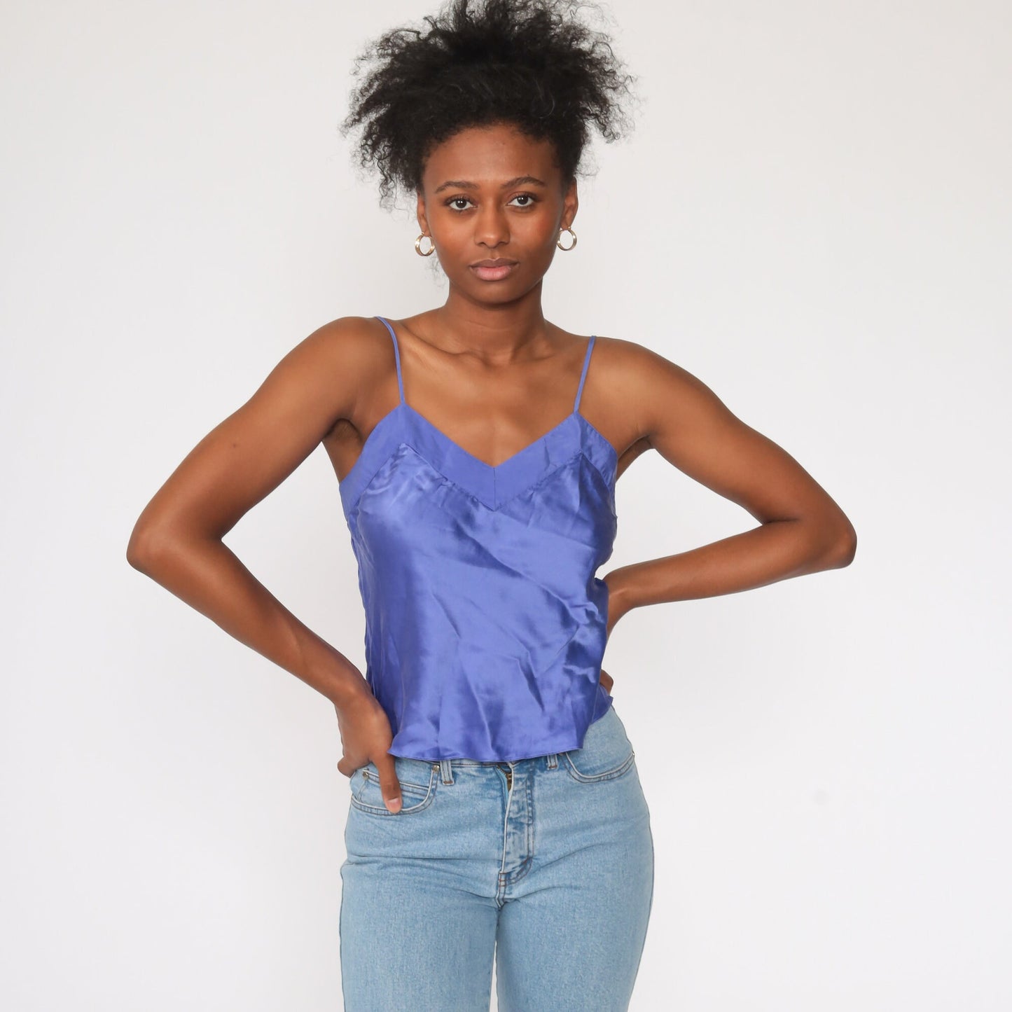 90s Purple Silk Camisole Tank Top Lingerie Small