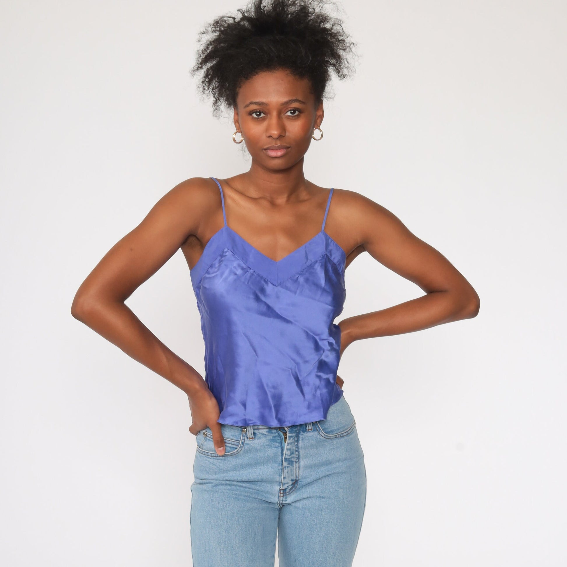 90s Purple Silk Camisole Tank Top Lingerie Small