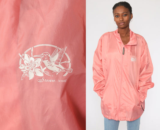 00s Pink Steamboat Colorado Hummingbird Windbreaker Jacket Large