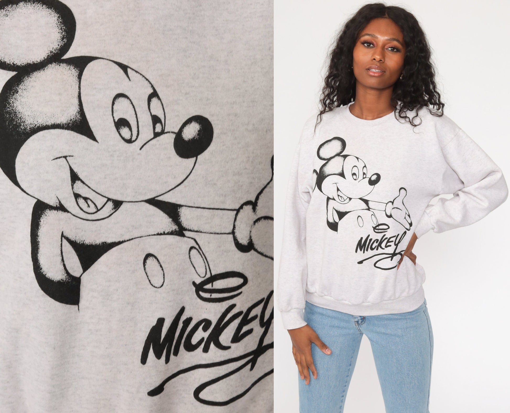 90s Mickey Mouse Disney Sweatshirt Grey Cartoon Crewneck Large