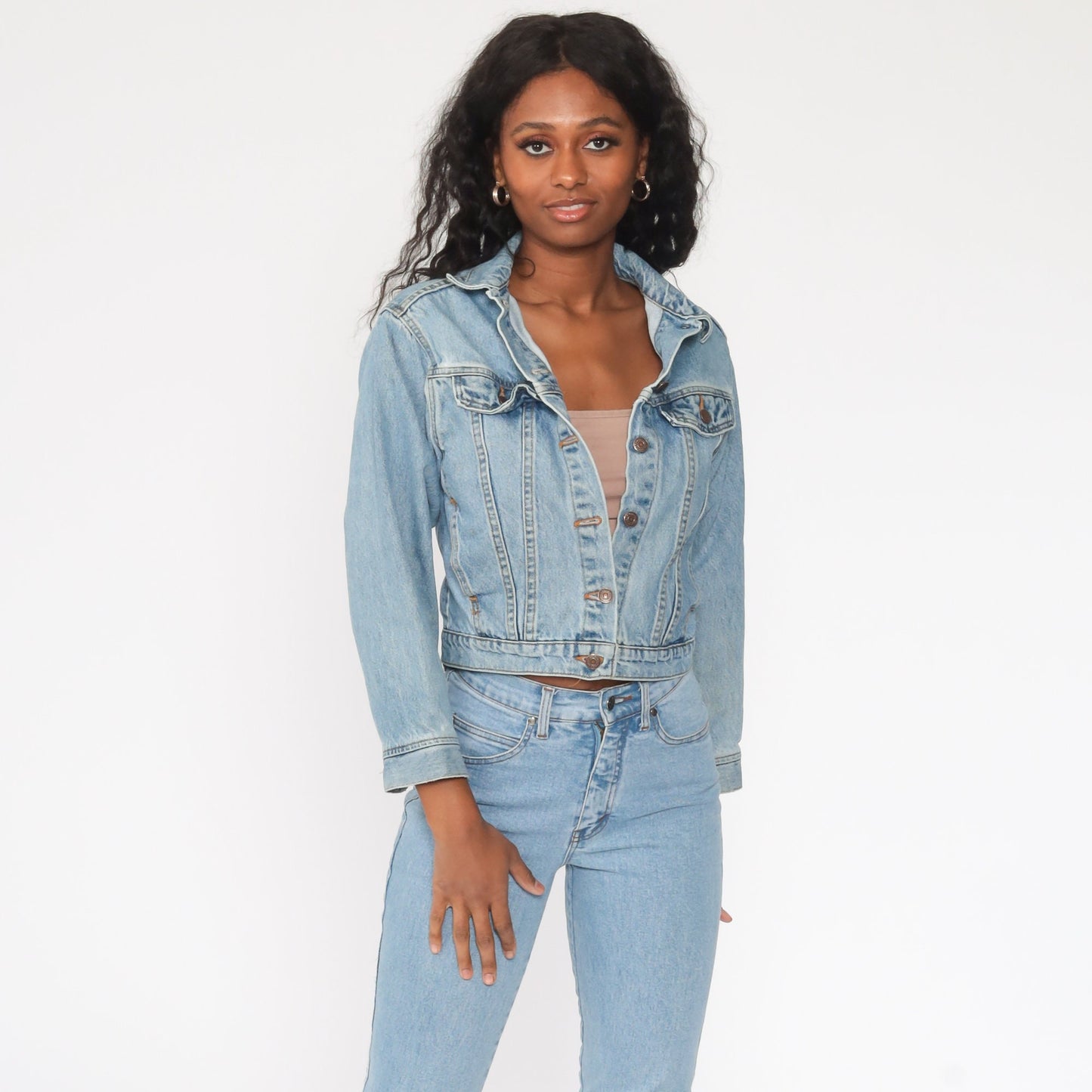 80s Levis Denim Trucker Jacket Blue Youth Large 2XS