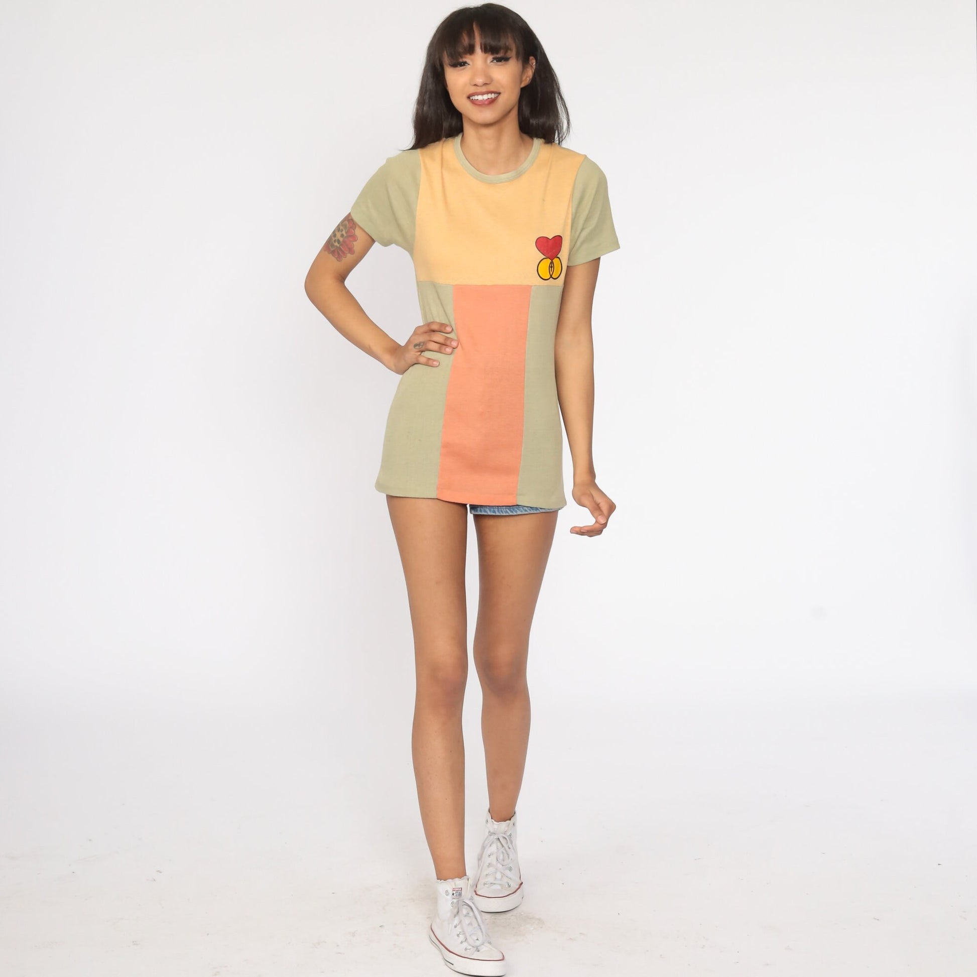 70s Christian Marriage Encounter Graphic Ringer Tee Heart Print Small