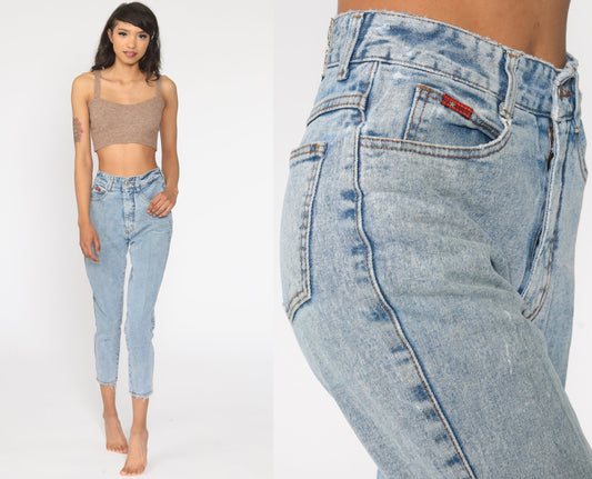 80s Acid Wash High Waist Mom Jeans Blue Denim Small 26