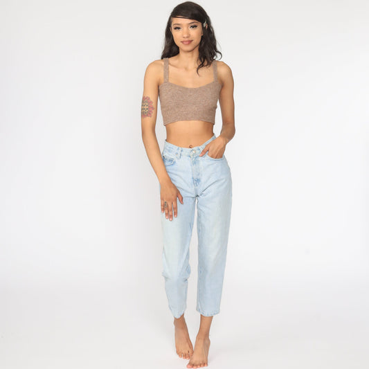 90s High Rise Tapered Denim Jeans Blue Vintage Mom Jeans Small 26