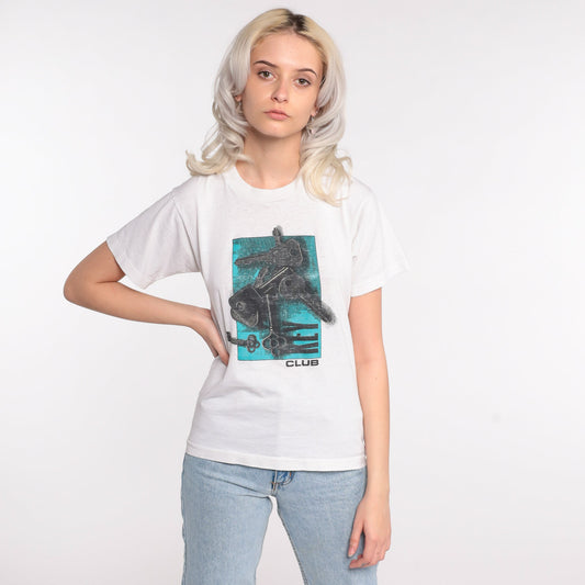 80s Key Club Skeleton Key Graphic T-Shirt Screen Stars Cotton Small