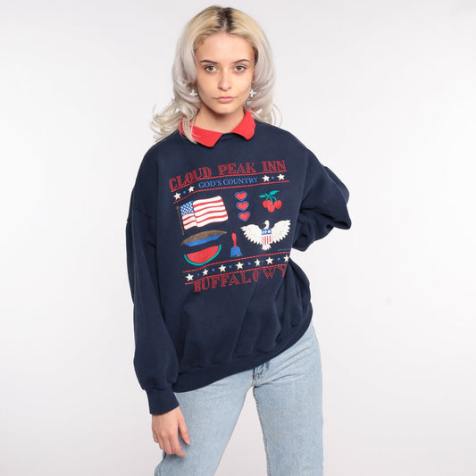 90s Cloud Peak Inn Buffalo Wyoming Sweatshirt Graphic Crewneck Extra Large