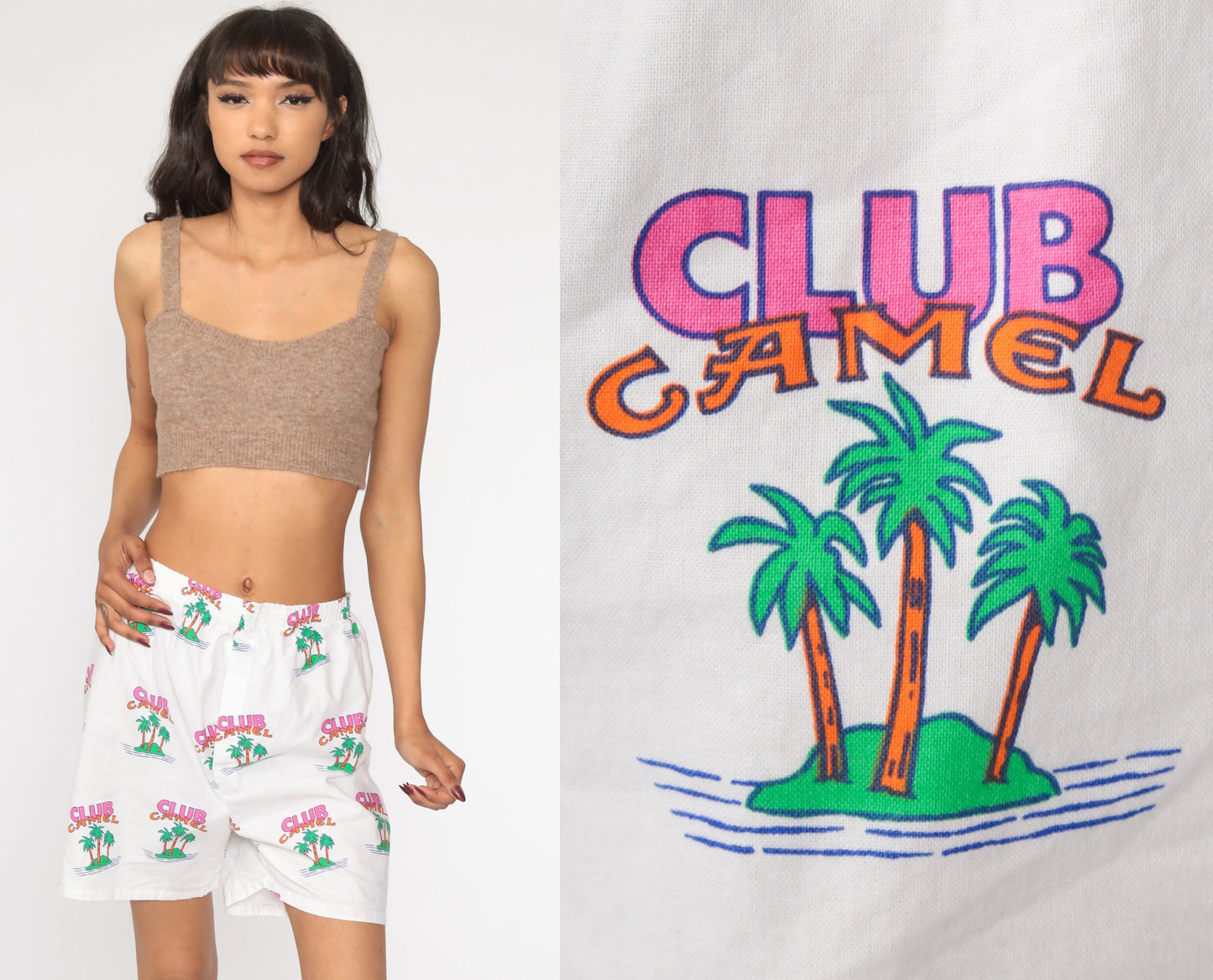 90s Joe Camel Boxer Shorts Cotton Print Open Fly Small
