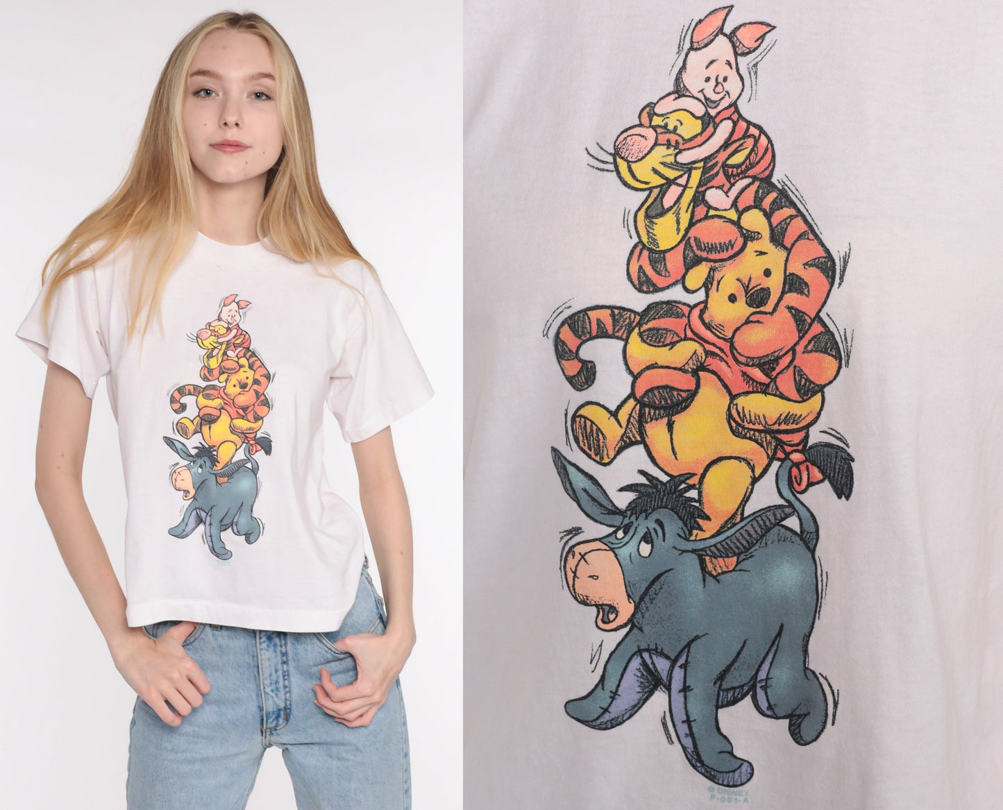 90s Winnie the Pooh Tigger Piglet Eeyore Disney Graphic T-Shirt Small