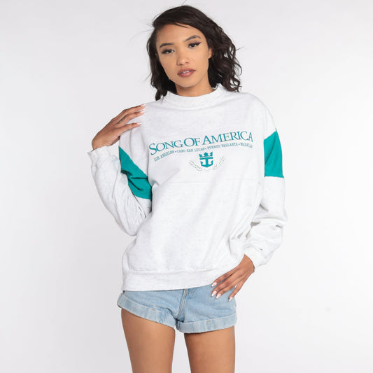 80s Song of America Cruise Ship Graphic Sweatshirt Medium