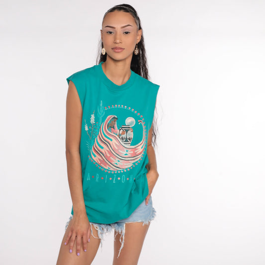 80s Native American Arizona Tank Top Graphic Sleeveless Small