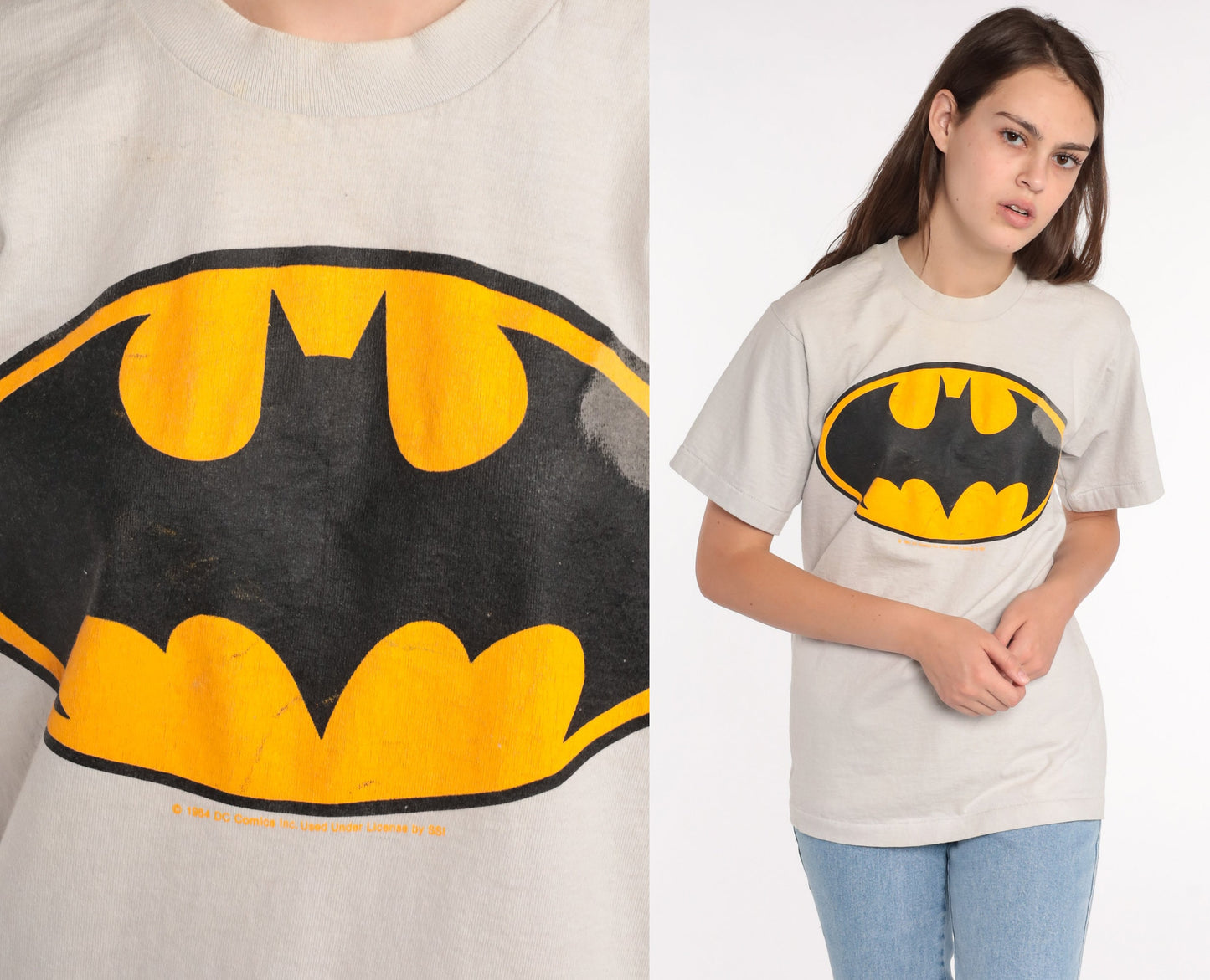 80s Batman Logo DC Comics Graphic T-Shirt Single Stitch Cotton Small