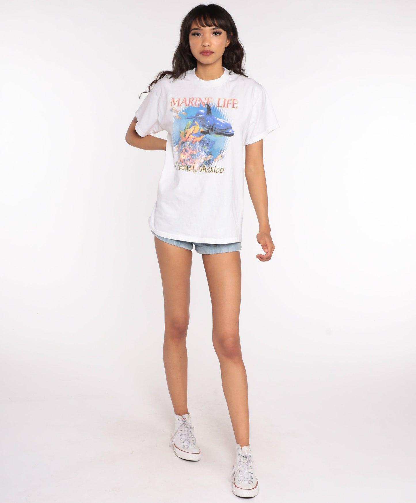 90s Cozumel Dolphin Graphic T-Shirt Mexico Souvenir Cotton Tee Medium