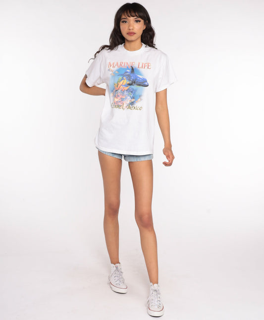 90s Cozumel Dolphin Graphic T-Shirt Mexico Souvenir Cotton Tee Medium