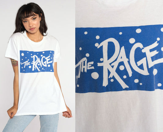 80s The Rage Graphic T-Shirt White Single Stitch Tee Large