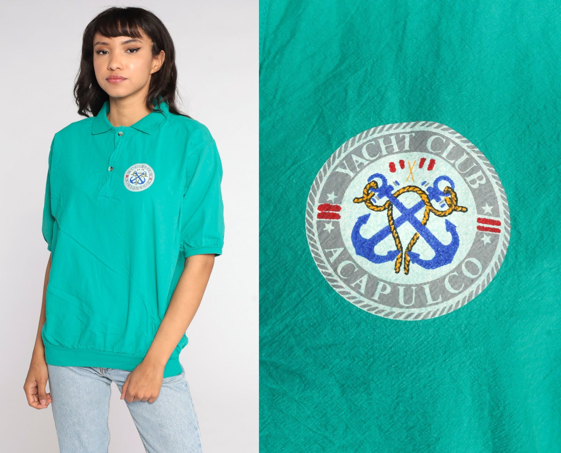 80s Acapulco Yacht Club Sailboat Graphic T-Shirt Cotton Mexico Medium