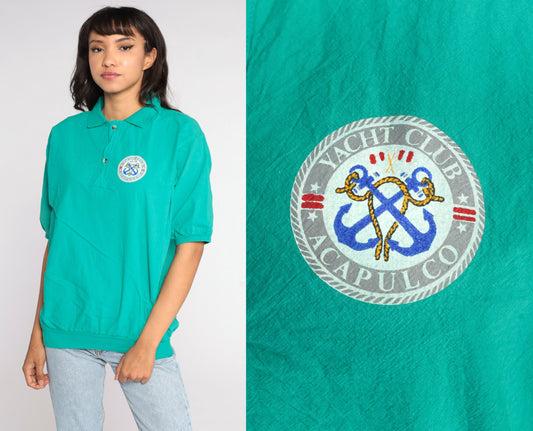 80s Acapulco Yacht Club Sailboat Graphic T-Shirt Cotton Mexico Medium