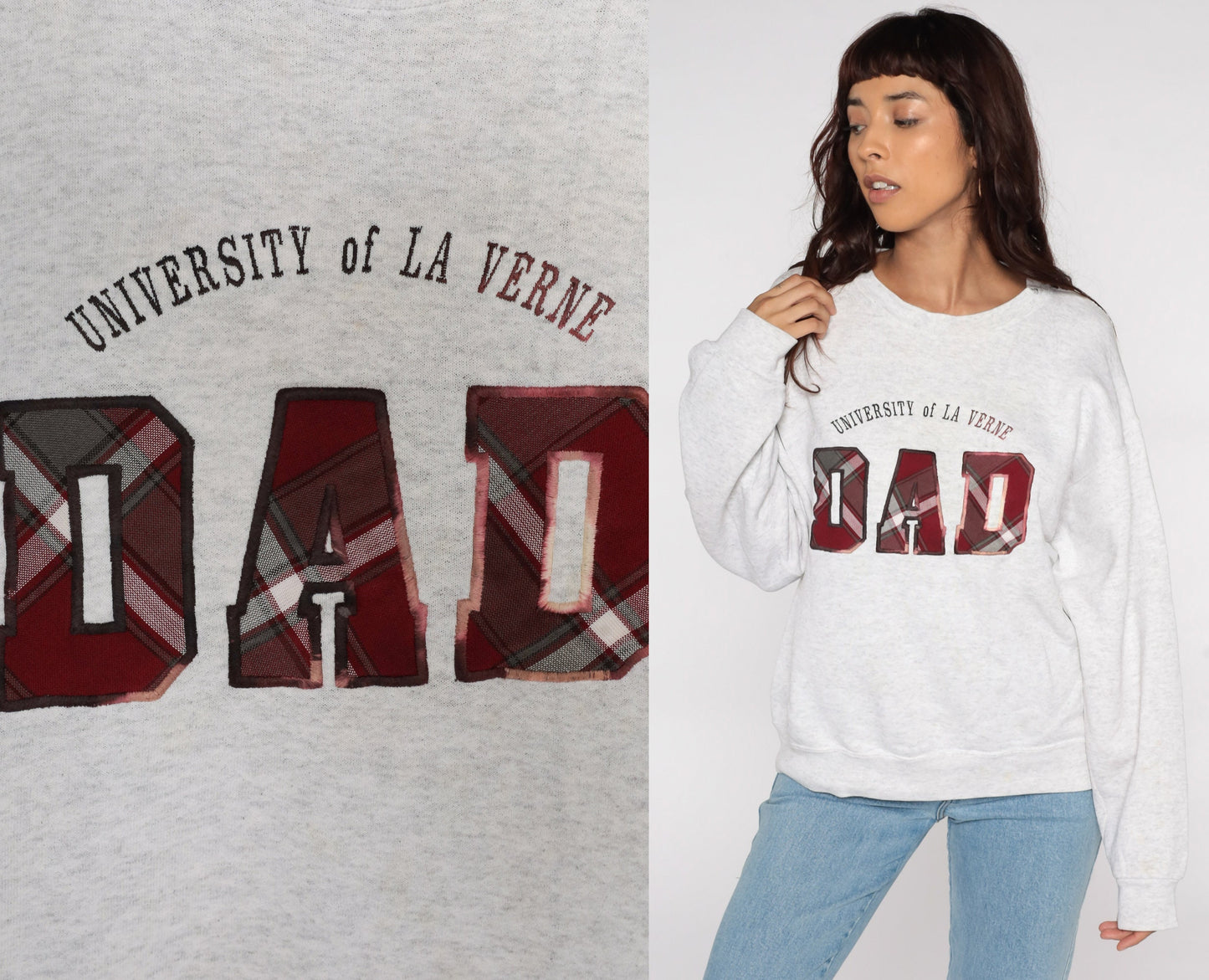 90s University of La Verne Dad Sweatshirt Distressed Graphic Crewneck Large